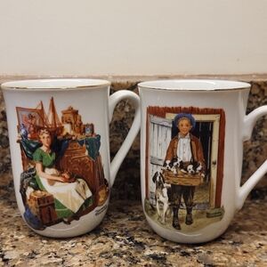 Vintage - Norman Rockwell Porcelain Mugs - qty 2.